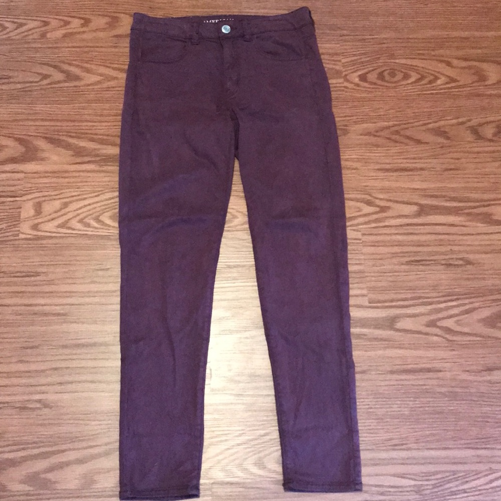American Eagle Burgundy Hi-Rise Jeggings